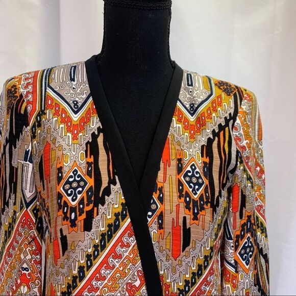Trina Turk NWOT orange yellow silk blend blazer Sz 4 - Picture 6 of 15